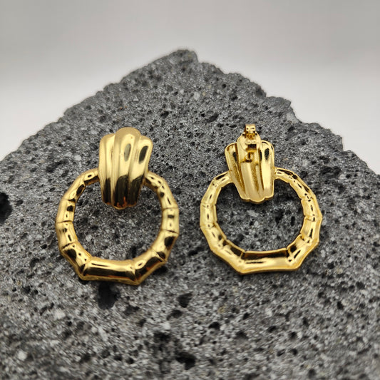 Aretes de Acero Inoxidable 304, Color Dorado, Estilo Moderno, Ronda, Tendencia, Boutique, Unisexo, Moda