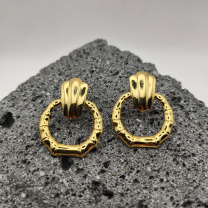 Aretes de Acero Inoxidable 304, Color Dorado, Estilo Moderno, Ronda, Tendencia, Boutique, Unisexo, Moda