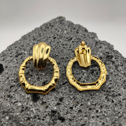 Aretes de Acero Inoxidable 304, Color Dorado, Estilo Moderno, Ronda, Tendencia, Boutique, Unisexo, Moda