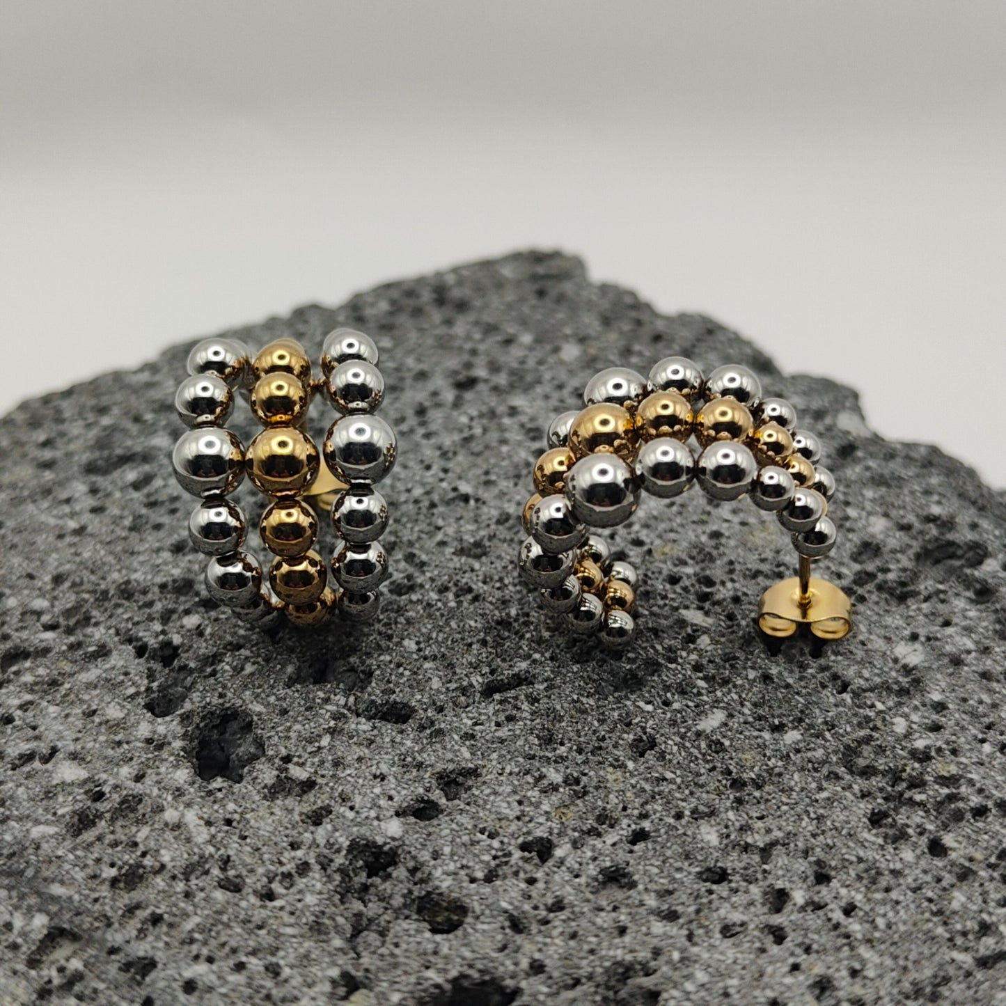 Aretes de Acero Inoxidable 304, Color Dorado, Estilo Moderno, Plateado, Tendencia, Bolas, Geométrico, Boutique, Esfera, Unisexo, Moda