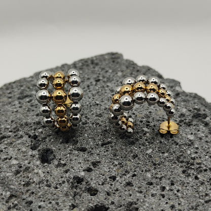 Aretes de Acero Inoxidable 304, Color Dorado, Estilo Moderno, Plateado, Tendencia, Bolas, Geométrico, Boutique, Esfera, Unisexo, Moda