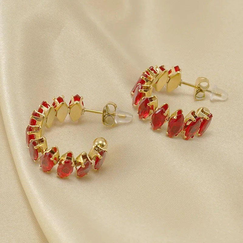 Aretes de Acero Inoxidable, Boutique, Enchapado, Bisutería Fina, Circón, Estilo Clásico, Bloque de Color, Moderno, Unisexo