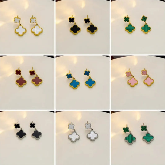 Aretes de Acero Inoxidable, Boutique, Inspirados, Flor, Geométrico, Trébol, Bisutería Fina, Estilo Clásico, Unisexo, Enchapado