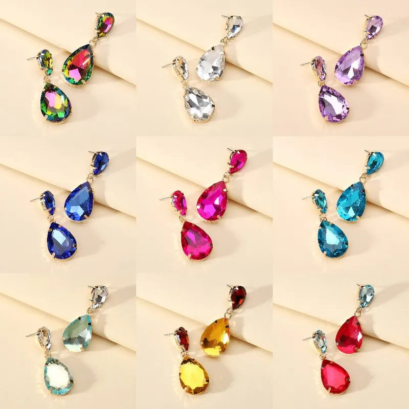 Fashion Earrings, Fantasy Jewelry, Long, Elegant Style, Drop, Multicolor, Glass, Alloy, Plating, Unisex, Pendant