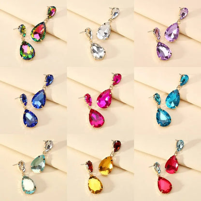 Fashion Earrings, Fantasy Jewelry, Long, Elegant Style, Drop, Multicolor, Glass, Alloy, Plating, Unisex, Pendant