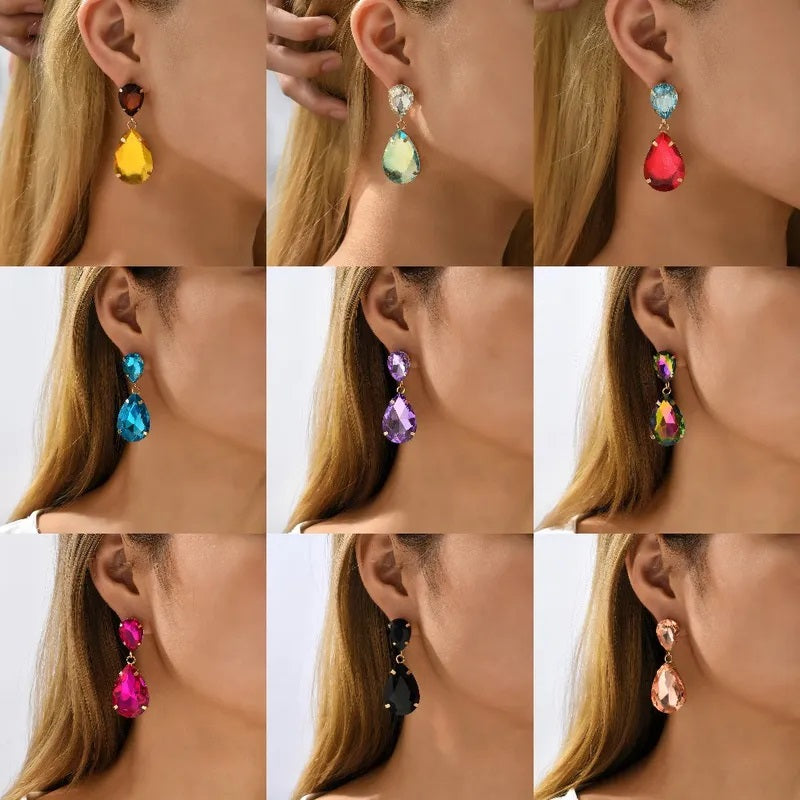 Fashion Earrings, Fantasy Jewelry, Long, Elegant Style, Drop, Multicolor, Glass, Alloy, Plating, Unisex, Pendant