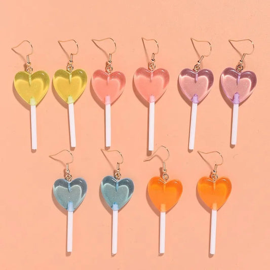 Aretes de Moda, Joyería de Fantasía, Largos, Estilo Lindo, Dulce, Paleta, Forma de Corazón, Resina, Maestra, Aleación, Unisexo, Colgante