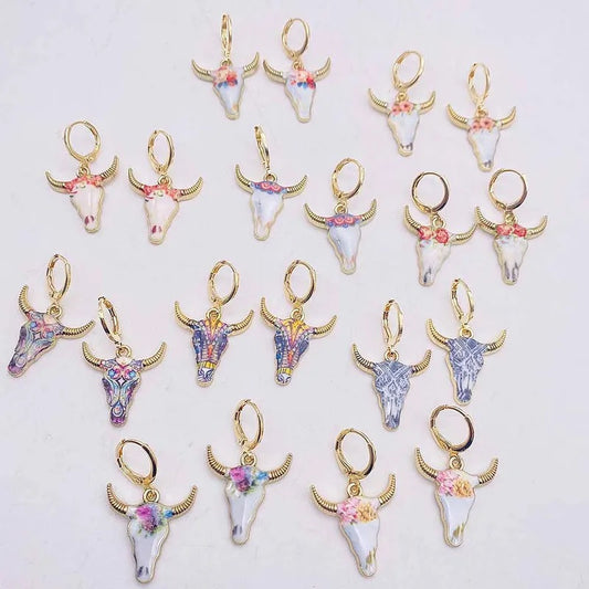 Aretes de Moda, Joyería de Fantasía, Largos, Estilo Vaquero, Retro, Metal, Unisexo, Colgante, Flores, Multicolor