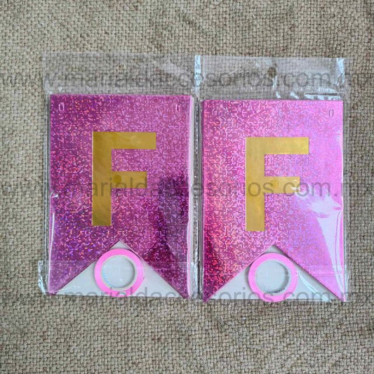 Banderín Glitter, Feliz Cumpleaños, Letras, Color Rosa, Dorado, Fiesta, Artículos para Fiesta, Decoración