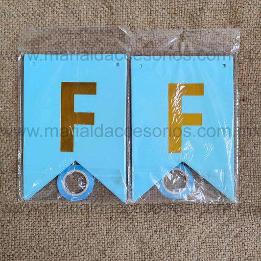 Banderín, Feliz Cumpleaños, Letras, Color Azul, Dorado, Fiesta, Artículos para Fiesta, Decoración