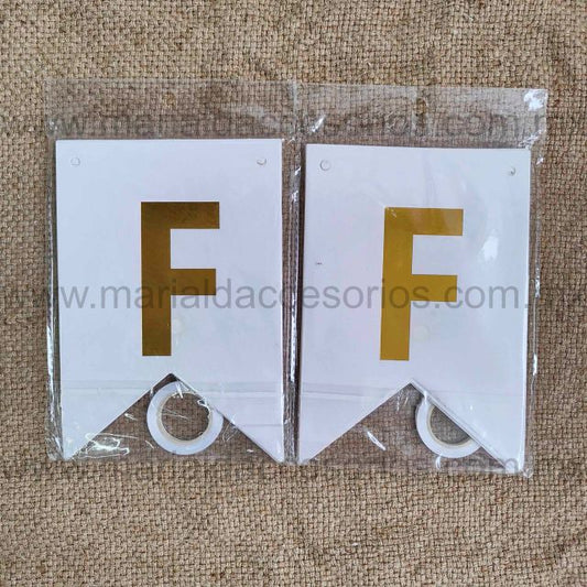 Banderín, Feliz Cumpleaños, Letras, Color Blanco, Dorado, Fiesta, Artículos para Fiesta, Decoración