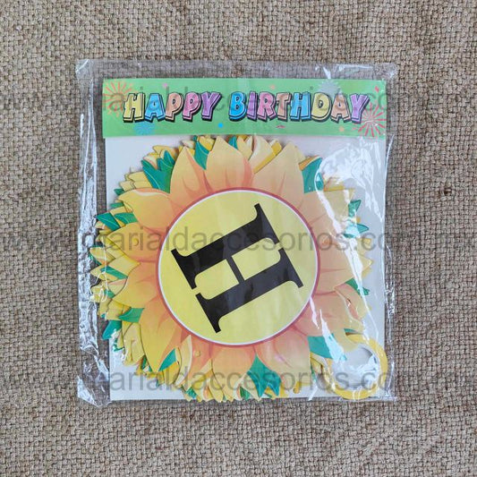 Banderín Girasoles, Happy Birthday, Letras, Color Amarillo, Verde, Fiesta, Artículos para Fiesta, Decoración