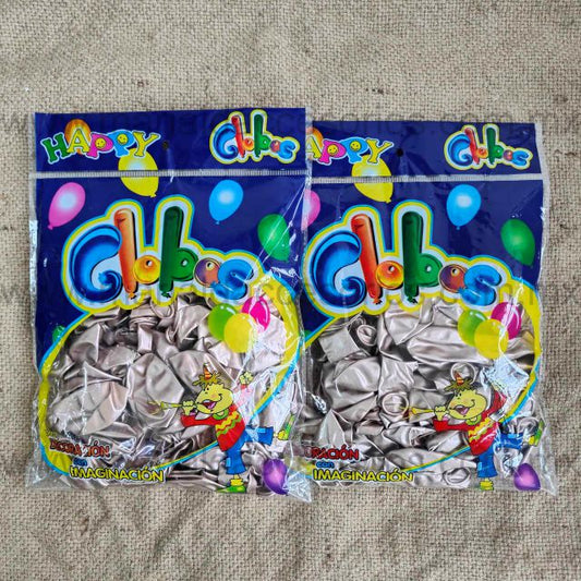 Bolsa de Globos, Látex, Color Gris Claro Metálico, Fiesta de Cumpleaños, Artículos para Fiesta, Decoración