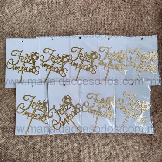 Cake Topper, Color Dorado, Acrílico, Feliz Cumpleaños, Decoración de Pastel, Fiesta, Artículos para Fiesta, Letras, Globos