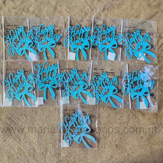 Cake Topper, Color Azul, Papel, Happy Birthday, Moño, Decoración de Pastel, Fiesta, Artículos para Fiesta, Letras, Nudo de Lazo