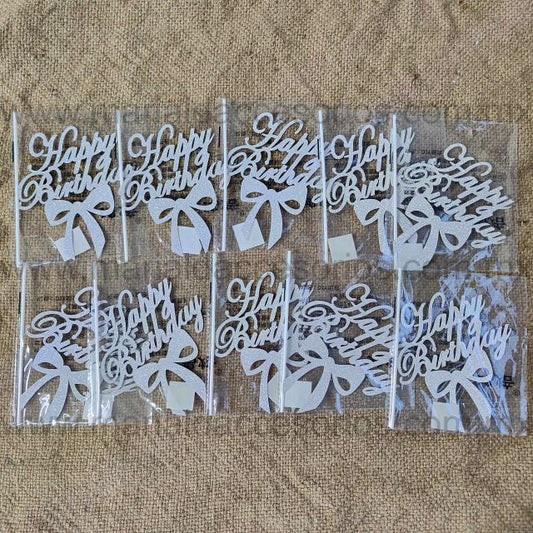 Cake Topper, Color Plateado, Papel, Happy Birthday, Moño, Decoración de Pastel, Fiesta, Artículos para Fiesta, Letras, Nudo de Lazo
