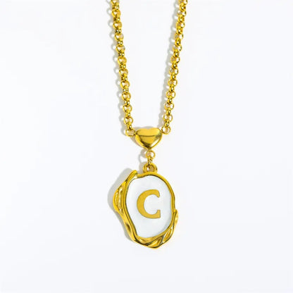 Collar de Acero Inoxidable, Boutique, Estilo Elegante, Abecedario, Corazón, Enchapado, Esmalte, Letra, Inicial, Bisutería Fina, Unisexo, Alfabeto, Colgante