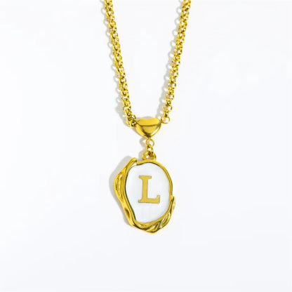Collar de Acero Inoxidable, Boutique, Estilo Elegante, Abecedario, Corazón, Enchapado, Esmalte, Letra, Inicial, Bisutería Fina, Unisexo, Alfabeto, Colgante