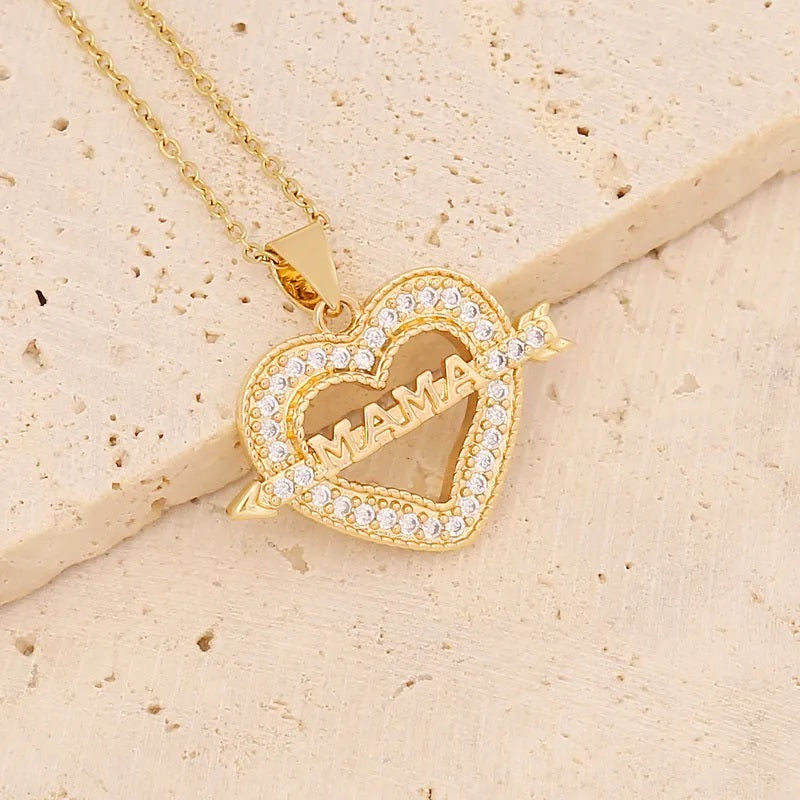 Collar de Acero Inoxidable, Boutique, Estilo Elegante, Circón, Día de las Madres, Enchapado, Bisutería Fina, Unisexo, Colgante