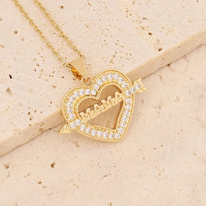 Collar de Acero Inoxidable, Boutique, Estilo Elegante, Circón, Día de las Madres, Enchapado, Bisutería Fina, Unisexo, Colgante