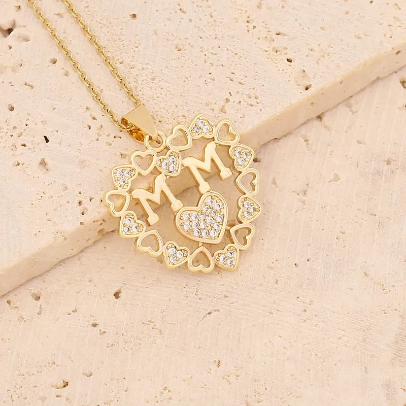 Collar de Acero Inoxidable, Boutique, Estilo Elegante, Circón, Día de las Madres, Enchapado, Bisutería Fina, Unisexo, Colgante
