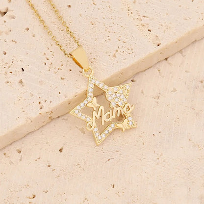 Collar de Acero Inoxidable, Boutique, Estilo Elegante, Circón, Día de las Madres, Enchapado, Bisutería Fina, Unisexo, Colgante