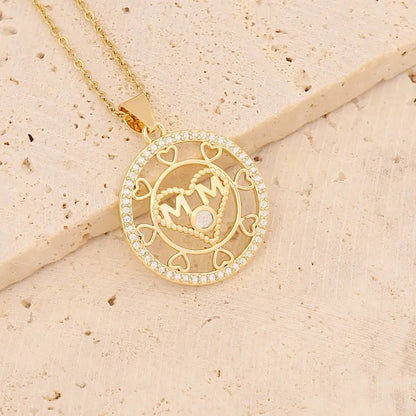 Collar de Acero Inoxidable, Boutique, Estilo Elegante, Circón, Día de las Madres, Enchapado, Bisutería Fina, Unisexo, Colgante