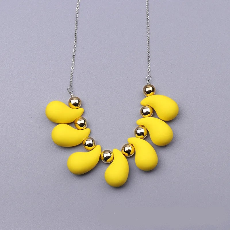 Fashion Necklace, Fantasy Jewelry, Casual Style, Water Drops, Beads, Acrylic, Rainbow, Alloy, Unisex, Pendant, Solid Color, Multicolor