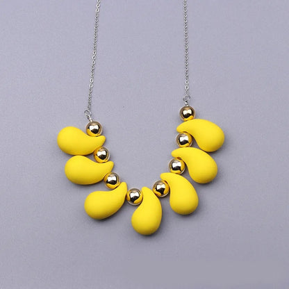 Fashion Necklace, Fantasy Jewelry, Casual Style, Water Drops, Beads, Acrylic, Rainbow, Alloy, Unisex, Pendant, Solid Color, Multicolor