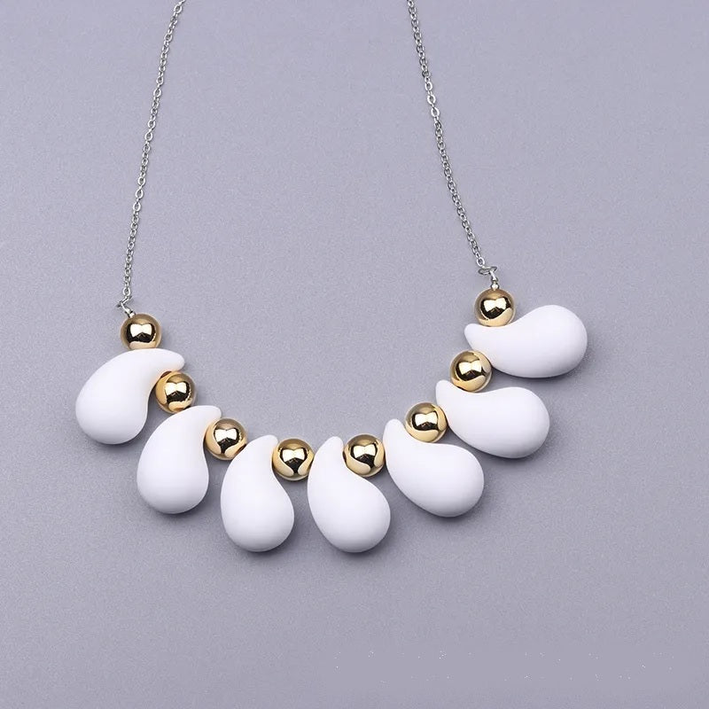Fashion Necklace, Fantasy Jewelry, Casual Style, Water Drops, Beads, Acrylic, Rainbow, Alloy, Unisex, Pendant, Solid Color, Multicolor