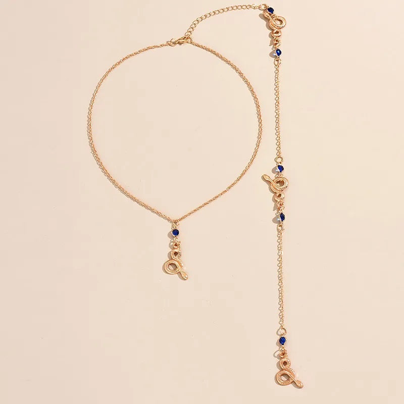 Fashion Necklace, Fantasy Jewelry, Elegant Style, Long, Snake, Alloy, Unisex, Pendant, Neckline