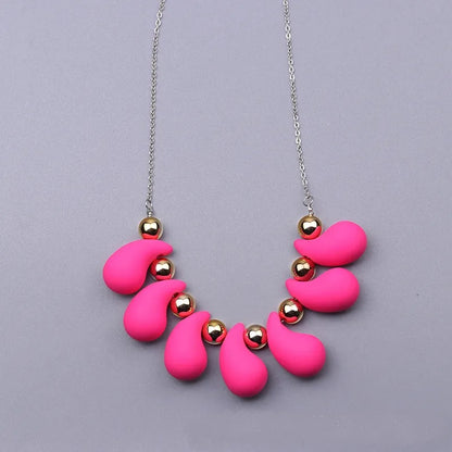 Fashion Necklace, Fantasy Jewelry, Casual Style, Water Drops, Beads, Acrylic, Rainbow, Alloy, Unisex, Pendant, Solid Color, Multicolor