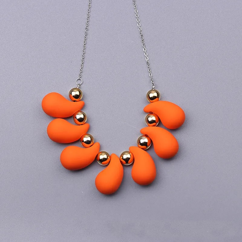 Fashion Necklace, Fantasy Jewelry, Casual Style, Water Drops, Beads, Acrylic, Rainbow, Alloy, Unisex, Pendant, Solid Color, Multicolor