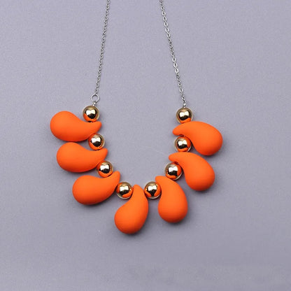 Fashion Necklace, Fantasy Jewelry, Casual Style, Water Drops, Beads, Acrylic, Rainbow, Alloy, Unisex, Pendant, Solid Color, Multicolor