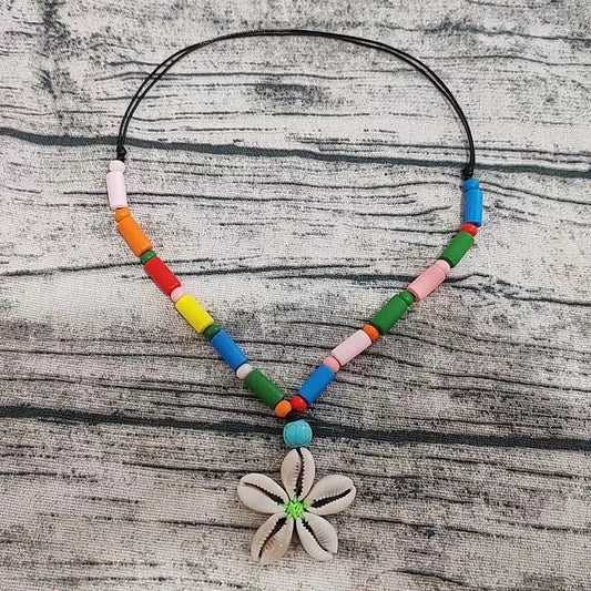 Collar de Moda, Joyería de Fantasía, Estilo Étnico, Cuenta de Madera, Playa, Aleación, Concha de Mar, Unisexo, Colgante, Turquesa, Multicolor