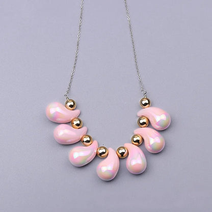 Fashion Necklace, Fantasy Jewelry, Casual Style, Water Drops, Beads, Acrylic, Rainbow, Alloy, Unisex, Pendant, Solid Color, Multicolor