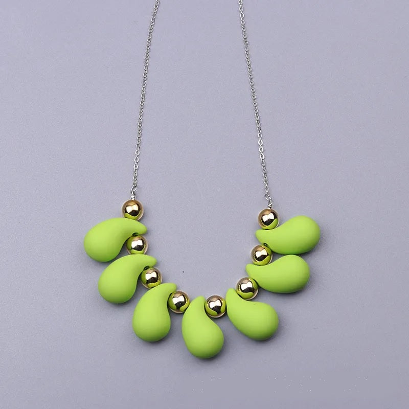 Fashion Necklace, Fantasy Jewelry, Casual Style, Water Drops, Beads, Acrylic, Rainbow, Alloy, Unisex, Pendant, Solid Color, Multicolor