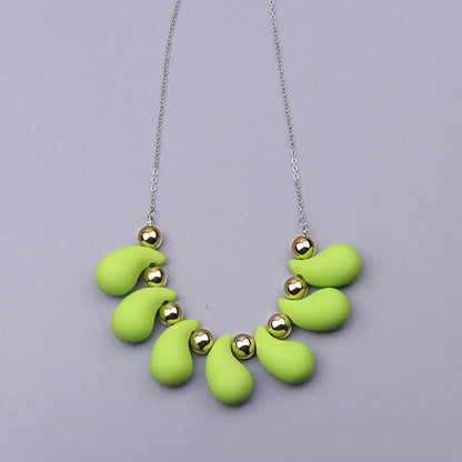 Fashion Necklace, Fantasy Jewelry, Casual Style, Water Drops, Beads, Acrylic, Rainbow, Alloy, Unisex, Pendant, Solid Color, Multicolor