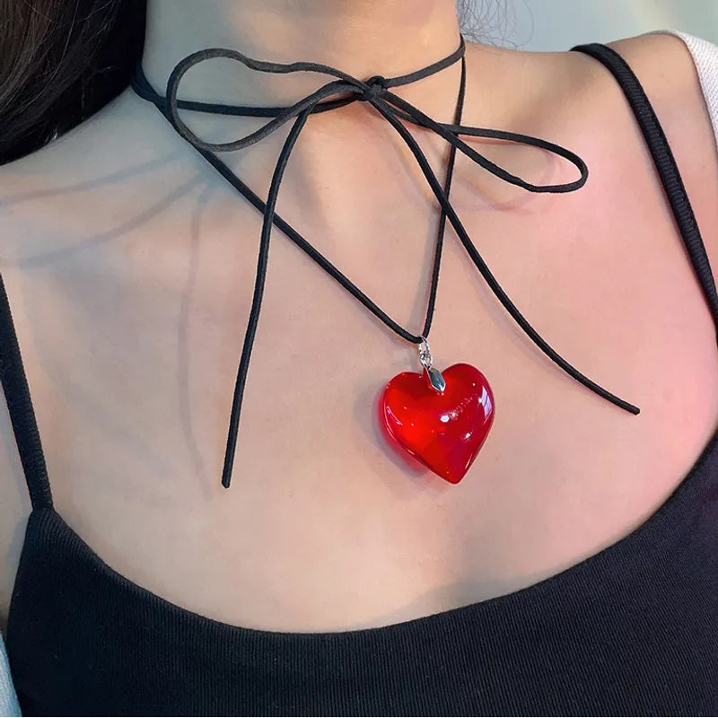 Fashion Necklace, Fantasy Jewelry, Casual Style, Heart Shape, Alloy, Unisex, Artificial Crystal, Pendant, Transparent Color