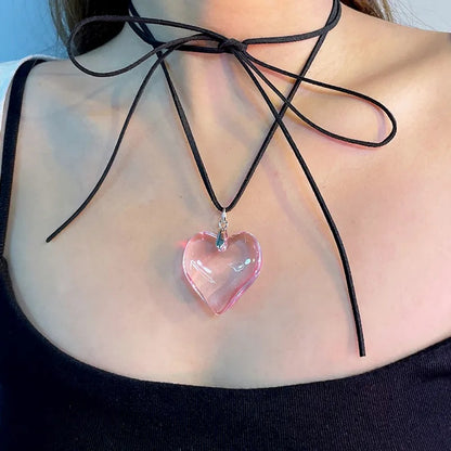 Fashion Necklace, Fantasy Jewelry, Casual Style, Heart Shape, Alloy, Unisex, Artificial Crystal, Pendant, Transparent Color