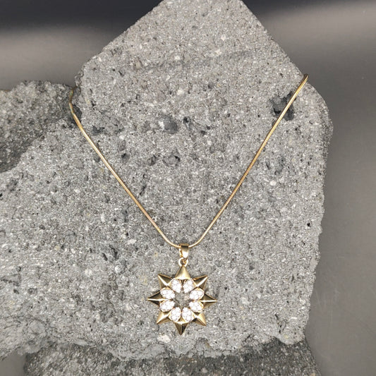 Collar de Acero Inoxidable 304, Color Dorado, Estilo Moderno, Boutique, Estrella, Tendencia, Circón, Unisexo, Moda