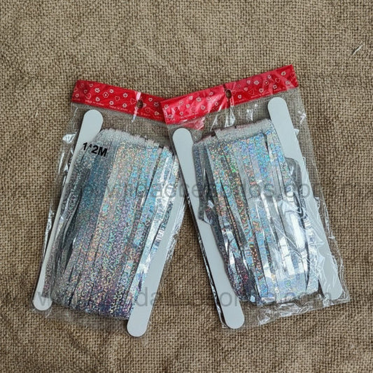 Cortina Metálica, Color Gris Claro, Plateado, Plástico, Decoración de Fiesta, Artículos para Fiesta