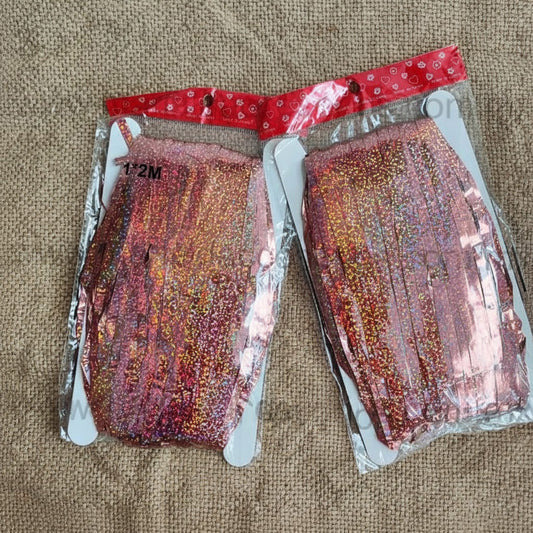 Cortina Metálica, Color Oro Rosa, Plástico, Decoración de Fiesta, Artículos para Fiesta