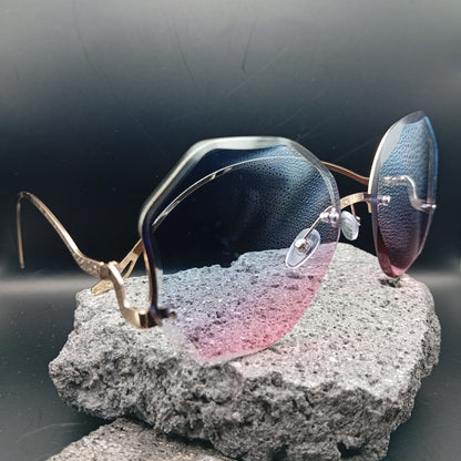 Lentes de Sol para Mujer, Estilo Moderno, Boutique, Gafas, Sin Marco, Polígono, Tendencia, Unisexo, Color Degradado, Geométrico, Moda