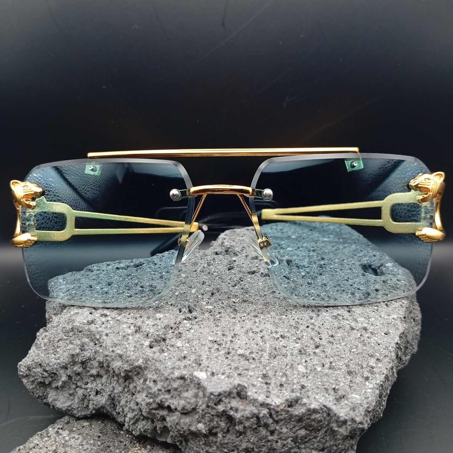 Lentes de Sol para Mujer, Estilo Moderno, Boutique, Gafas, Sin Marco, Polígono, Color Degradado, Tendencia, Cabeza de Leopardo, Unisexo, Geométrico, Moda
