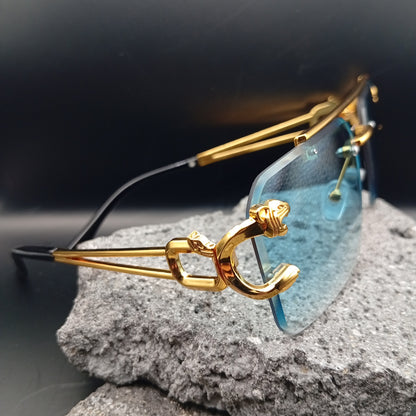 Lentes de Sol para Mujer, Estilo Moderno, Boutique, Gafas, Sin Marco, Polígono, Color Degradado, Tendencia, Cabeza de Leopardo, Unisexo, Geométrico, Moda