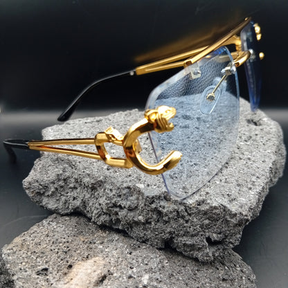 Lentes de Sol para Mujer, Estilo Moderno, Boutique, Gafas, Sin Marco, Polígono, Cabeza de Leopardo, Color Degradado, Tendencia, Unisexo, Geométrico, Moda