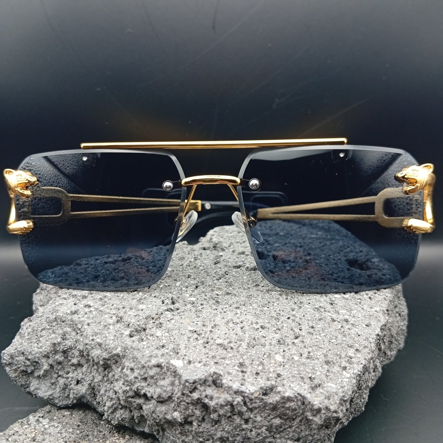 Lentes de Sol para Mujer, Estilo Moderno, Boutique, Gafas, Sin Marco, Polígono, Tendencia, Cabeza de Leopardo, Unisexo, Geométrico, Moda