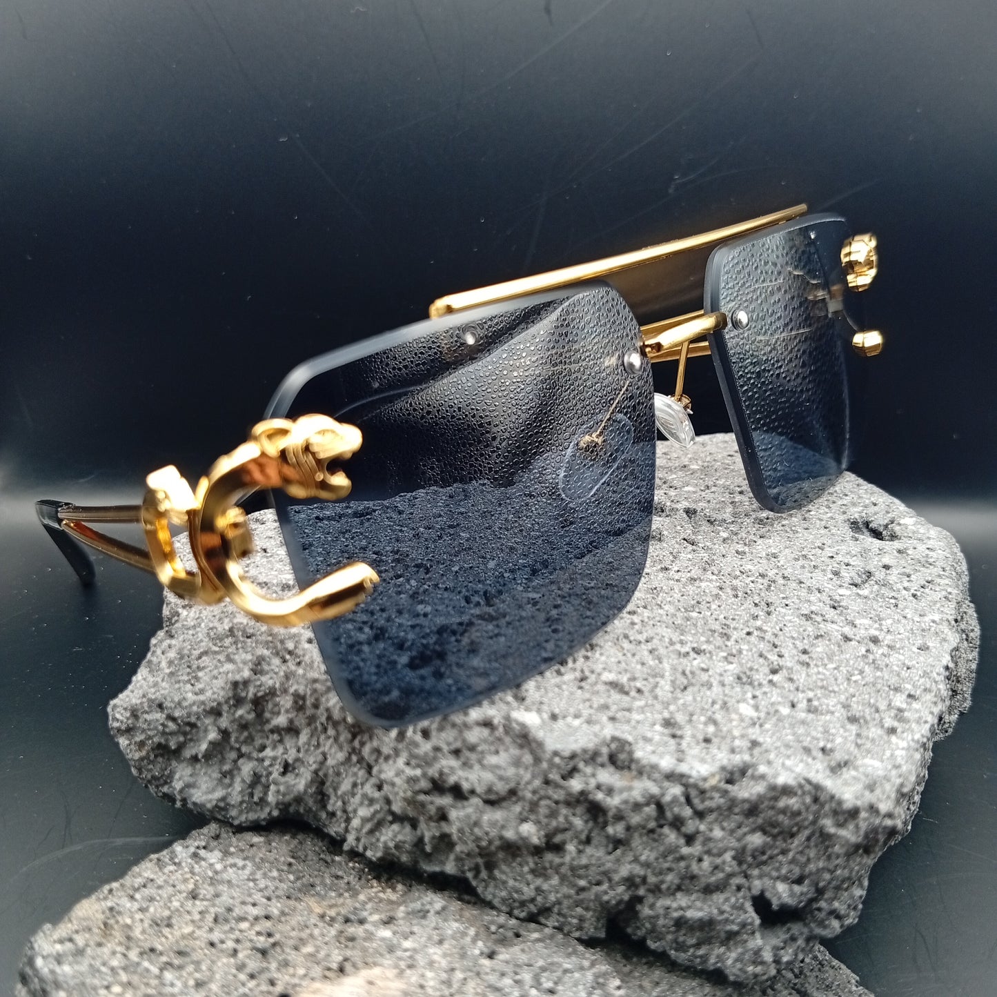 Lentes de Sol para Mujer, Estilo Moderno, Boutique, Gafas, Sin Marco, Polígono, Tendencia, Cabeza de Leopardo, Unisexo, Geométrico, Moda