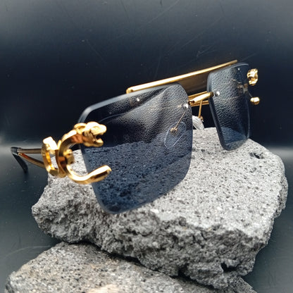 Lentes de Sol para Mujer, Estilo Moderno, Boutique, Gafas, Sin Marco, Polígono, Tendencia, Cabeza de Leopardo, Unisexo, Geométrico, Moda